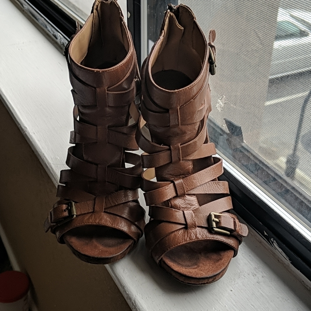 Nine West Leather Strappy Heels